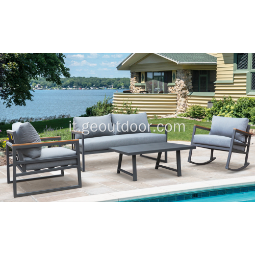 Set di divani girevoli da giardino con 4 sedie da giardino